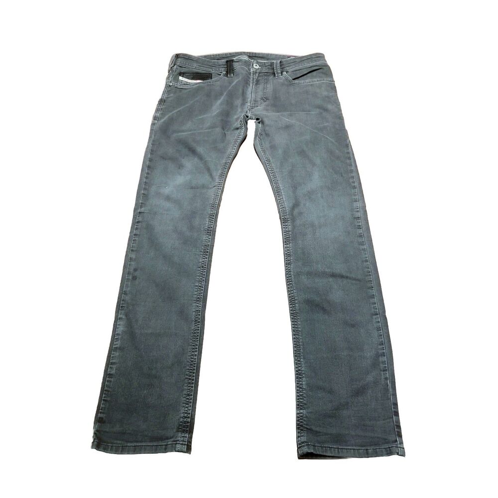 Diesel Thavar Jeans Men Size 30 Slim Fit Faded Black Gray Stretch Denim (32x32)